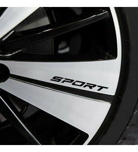 Jant Sticker Sport yazısı 12 Cm 8 Adet Siyah Renk