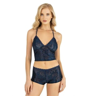 Arias Closet Lacivert Saten Şort Takımı 9222