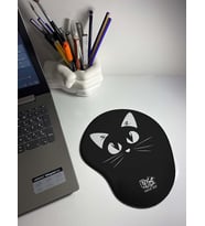 Siyah Beyaz Kedi Baskılı Bilek Destekli Mouse Pad