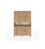 Arges Gardrop 7 Raflı 4 Çekmeceli 5 Kapaklı 132x30x195 Çam-Çam
