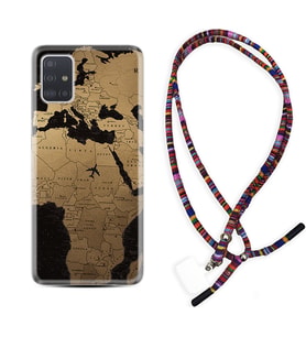 Samsung a71 A72 A73 A7 A9 2018 C7 C9 Kılıf Boyun Asklı Rasta Silikon Map Planet 1656