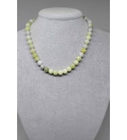 Peridot (Zebercet) Taşı Yeşil-Beyaz Alacalı Kolye 8mm (23115) (Klipsli)