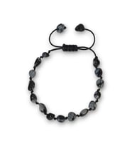 Kar Tanesi Obsidyen Bileklik Makrome Ayarlı 405-4