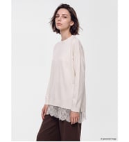 LCW Modest Ekru Bisiklet Yaka Dantel Detaylı Kadın Triko Tunik