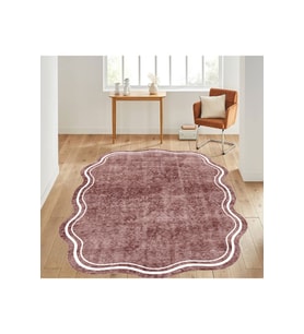 Eliana Home Baskılı, Yıkanabilir Kaymaz Taban Oval Halı LNA7033-SD243 100x150 cm (Pembe)