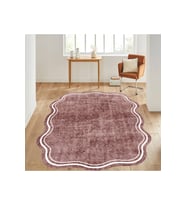 Eliana Home Baskılı, Yıkanabilir Kaymaz Taban Oval Halı LNA7033-SD243 100x150 cm (Pembe)