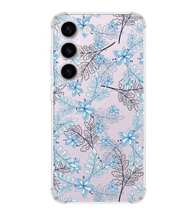 Samsung Galaxy S23 Plus  Köşe Korumalı Antişok Kapak Floral Mavi Tasarımlı Şeffaf  Kılıf