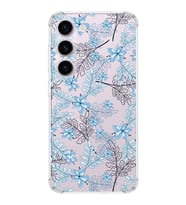 Samsung Galaxy S23 Plus  Köşe Korumalı Antişok Kapak Floral Mavi Tasarımlı Şeffaf  Kılıf