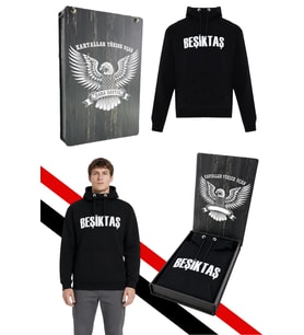 BEŞİKTAŞ ERKEK KAPÜŞONLU SWEATSHIRT LAZER KUTU HEDİYELİ