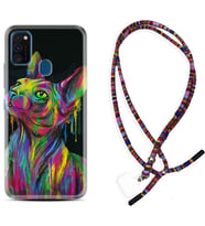 Samsung M21 M22 M23 M30 M31S M32 Kılıf Boyun Asklı Rasta Silikon Color Cat 1754
