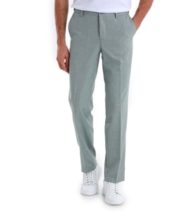 Yeşil Regular Fit Desenli Yandan Cepli Kumaş Pantolon