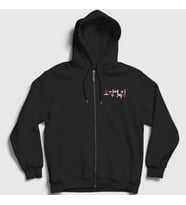 Presmono Unisex Siyah Korean Logo Squid Game Fermuarlı Kapüşonlu Sweatshirt 260970tt