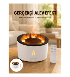 Mey İthalat® 3D Alev Efektli Hava Nemlendirici – Uzaktan Kumandalı ve 8 Saat Çalışma Süreli Yeni Nes