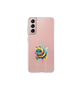 Samsung Galaxy S21 ile uyumlu Splash arı tasarımlı şeffaf silikon kılıf