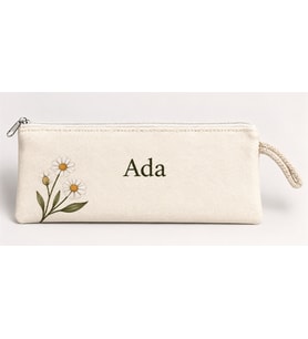 Kişiye Özel Papatya Köşe Baskılı Fermuarlı Clutch El Çantası Makyaj Çantası Model 01276