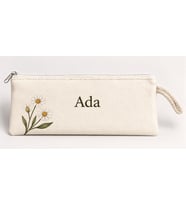 Kişiye Özel Papatya Köşe Baskılı Fermuarlı Clutch El Çantası Makyaj Çantası Model 01276