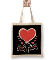Video Gamer Heart Controller Valentine's Day Bez Çanta Uzun Saplı