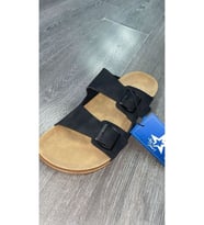 Look Life S963.001 Erkek Büyük Ayak Çift Tokalı Comfort Terlik (Siyah)