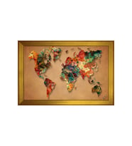 Harita Temalı Kanvas Tablo 80 x 110 cm Gold Çerçeve