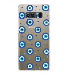 PrintiFy Samsung Galaxy Note 8 ile Uyumlu Nazar Boncuğu 1  Kamera Korumalı Şeffaf Silikon Kılıf