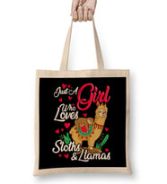 Cute Just A Girl Who Loves Sloths & Llamas Bez Çanta Uzun Saplı