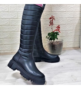 M.P 2752 Siyah Fermuarlı İçi Kürklü 46cm Paraşüt Bayan Çizme