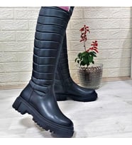 M.P 2752 Siyah Fermuarlı İçi Kürklü 46cm Paraşüt Bayan Çizme