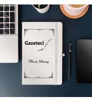 Gazetecilere Özel Kişiye Özel Deri Kapak Hediyelik Not Defteri (Beyaz)