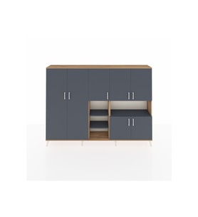 Arges Dolap 13 Raflı 7 Kapaklı 220x30x163 Çam-Antrasit