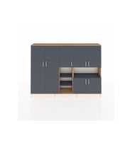 Arges Dolap 13 Raflı 7 Kapaklı 220x30x163 Çam-Antrasit