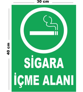 Metal Sigara İçme Alanı 30cm x 40cm A3 Büyüklüğünde Uyarı Levhası Yönlendirme Tabelası