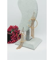 Rose Altın Kaplama Vip Seri Su Yolu Püsküllü C Küpe 6 cm
