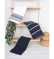 %100 Pamuk 3'lü 50x70 cm Mutfak Havlu & Havlu Seti Saphir (01)