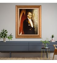 Altın Paspartulu Atatürk  Çerçeveli Tablo C272 (Gold)