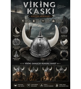 Viking Miğfer Şapka 3 Boynuzlu Gümüş Plastik Halloween Kostüm Parti Savaşçı Aksesuarı Yetişkin