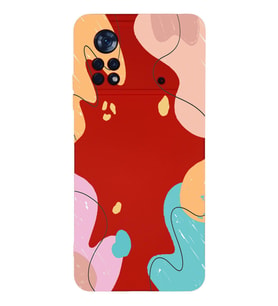 PrintiFy Xiaomi Poco X4 Pro Uyumlu Lansman Kılıf Karışık Renkler Tasarımlı İçi Kadife Kapak (Kırmızı)