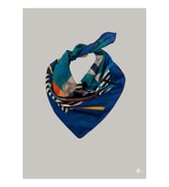 Soyut Desenli Lacivert Saten Bandana 50x50 cm – Modern & Şık Aksesuar
