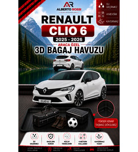 Renault Clio 6 2025 - 2026 Araca Özel 3D Bagaj Havuzu