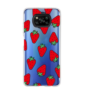 Poco X3 PRO / X3 NFC Uyumlu Çilek Tasarımlı Şeffaf Telefon Kılıfı
