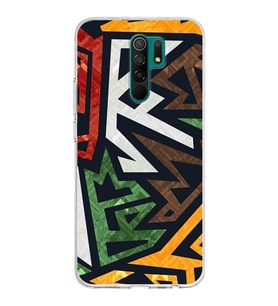 Xiaomi Redmi 9 Uyumlu Kapak Soyut Grafiti Tasarımlı Şeffaf Silikon Kılıf