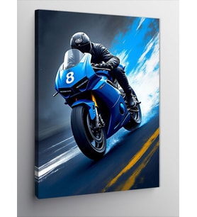 Kanvas Tablo Mavi Motor Hızcısı