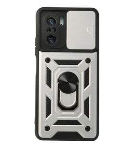 Poco F3 Kılıf Pars Lens Yüzüklü Silikon - Gümüş