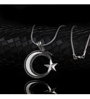 925 AYAR GÜMÜŞ MİKRO TAŞLI AYYILDIZ MODEL MADALYON KOLYE