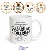 Yeni İş Hediyesi Başarılar Dilerim Yazılı Ofis Kupa Bardak Hediye