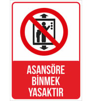 asansöre binmek yasaktır 21x28 Arkası Sticker