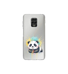 Redmi Note 9 Pro ile Uyumlu Splash Panda Tasarımlı Şeffaf Silikon Kılıf