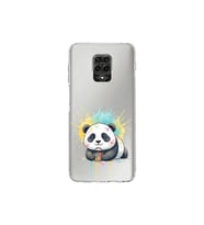 Redmi Note 9 Pro ile Uyumlu Splash Panda Tasarımlı Şeffaf Silikon Kılıf