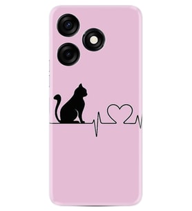 Spark 10C Kılıf Resimli Desenli Baskılı Silikon Pink Cat Heart 1303