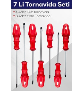 7'li Tornavida Seti (4 Düz Tornavida 3 Yıldız Tornavida)