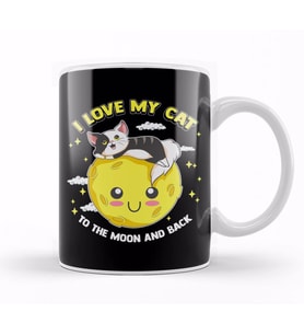 I Love My Cat To The Moon And Back Cute Kitten Kupa Bardak Porselen